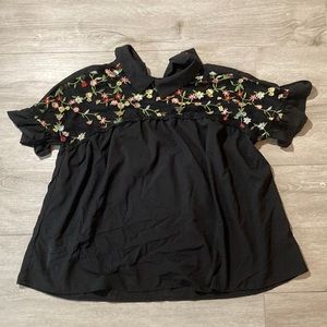 Black satin with lace front with ribbon on the back